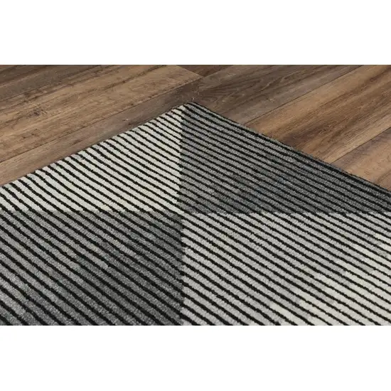Charcoal And Gray Wool Geometric Hand Tufted Area Rug Photo 2