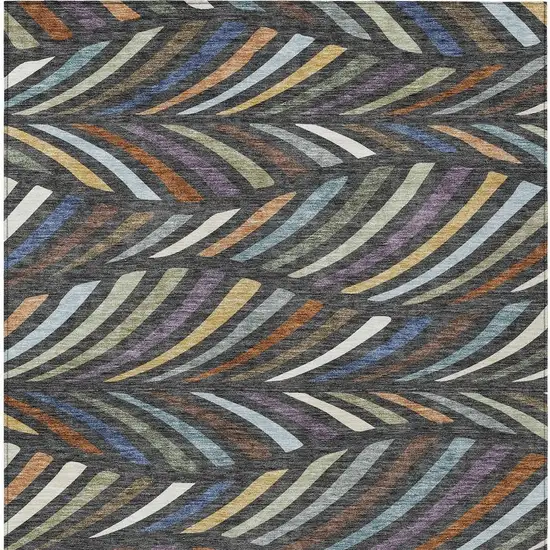 Charcoal And Green Abstract Washable Indoor Outdoor Area Rug Photo 3