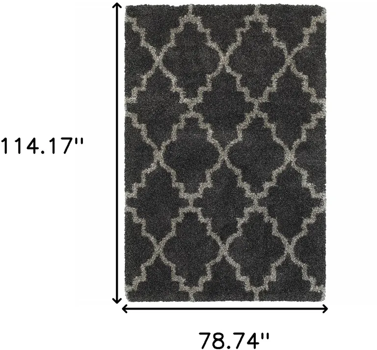 Charcoal And Grey Geometric Shag Power Loom Stain Resistant Area Rug Photo 4