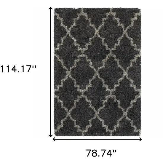 Charcoal And Grey Geometric Shag Power Loom Stain Resistant Area Rug Photo 5