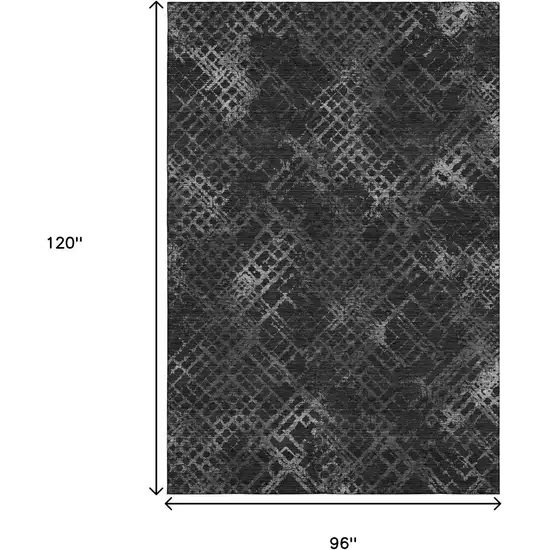 Charcoal And Ivory Abstract Geometric Washable Area Rug With UV Protection Photo 3