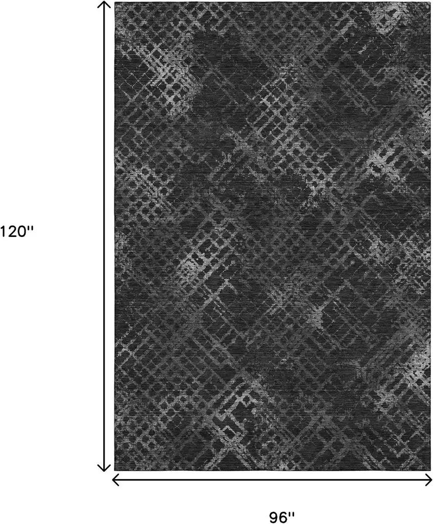 Charcoal And Ivory Abstract Geometric Washable Area Rug With UV Protection Photo 3