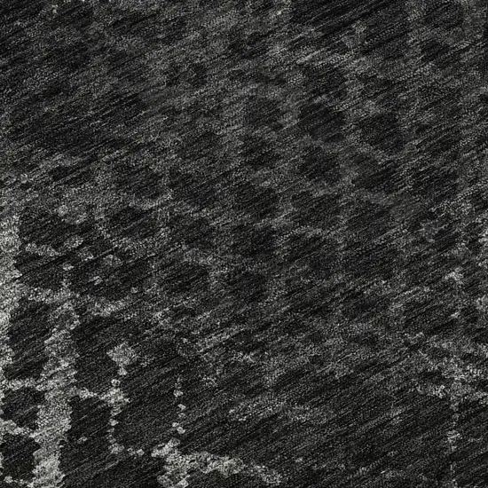 Charcoal And Ivory Abstract Geometric Washable Area Rug With UV Protection Photo 7