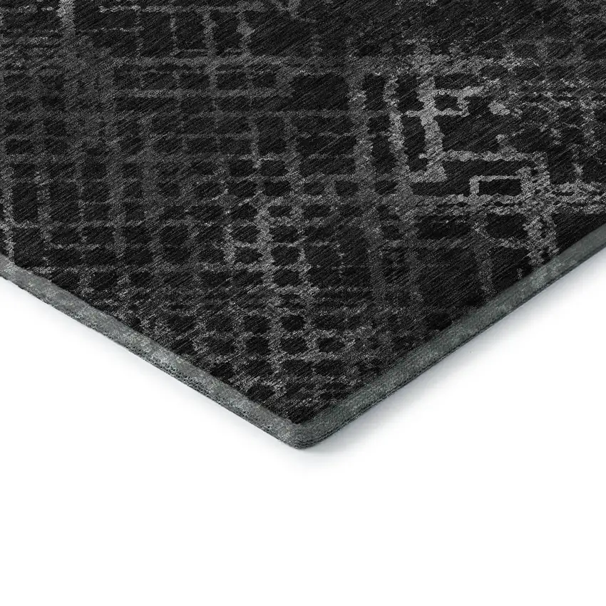 Charcoal And Ivory Abstract Geometric Washable Area Rug With UV Protection Photo 8