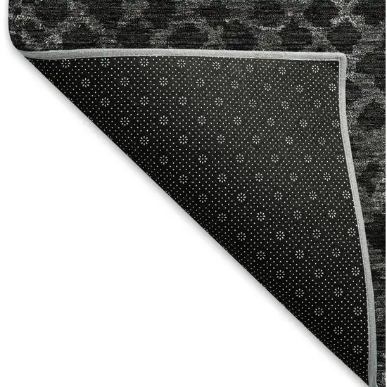 Charcoal And Ivory Abstract Geometric Washable Area Rug With UV Protection Photo 7