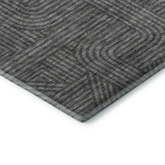 Charcoal And Ivory Abstract Geometric Washable Area Rug With UV Protection Photo 8