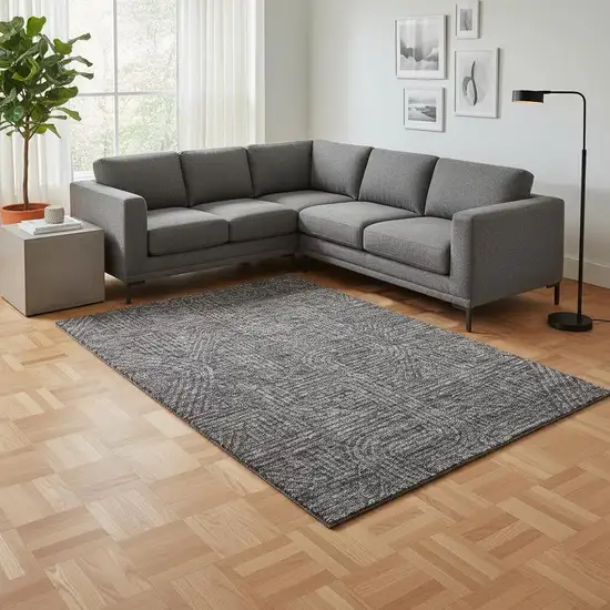 Charcoal And Ivory Abstract Geometric Washable Area Rug With UV Protection Photo 2