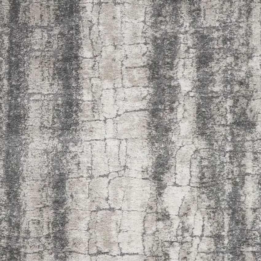 Charcoal And Ivory Abstract Shag Distressed Area Rug Photo 5