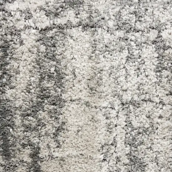 Charcoal And Ivory Abstract Shag Distressed Area Rug Photo 5