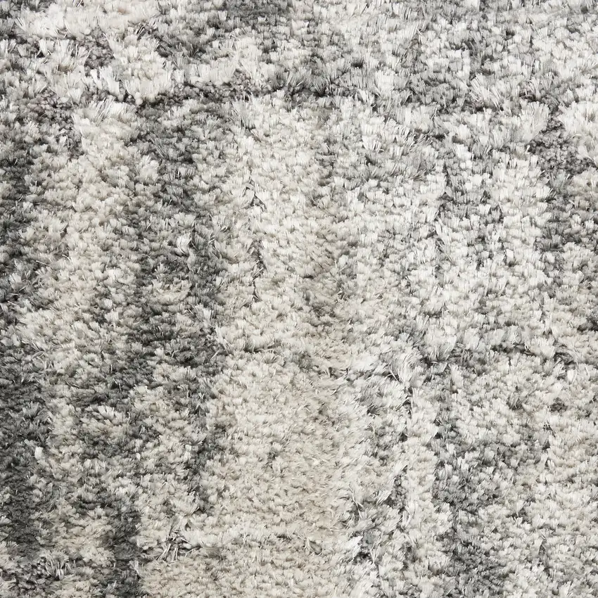 Charcoal And Ivory Abstract Shag Distressed Area Rug Photo 5