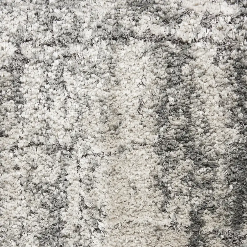 Charcoal And Ivory Abstract Shag Distressed Area Rug Photo 3