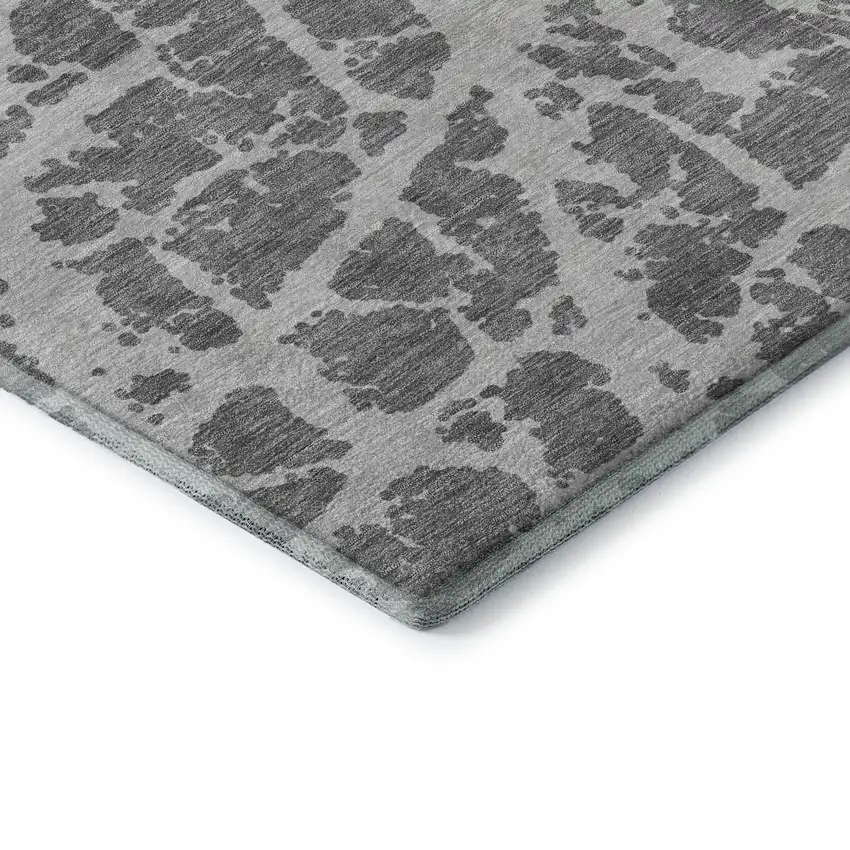 Charcoal And Ivory Abstract Washable Area Rug With UV Protection Photo 7