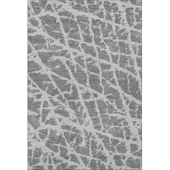 Charcoal And Ivory Abstract Washable Area Rug With UV Protection Photo 3