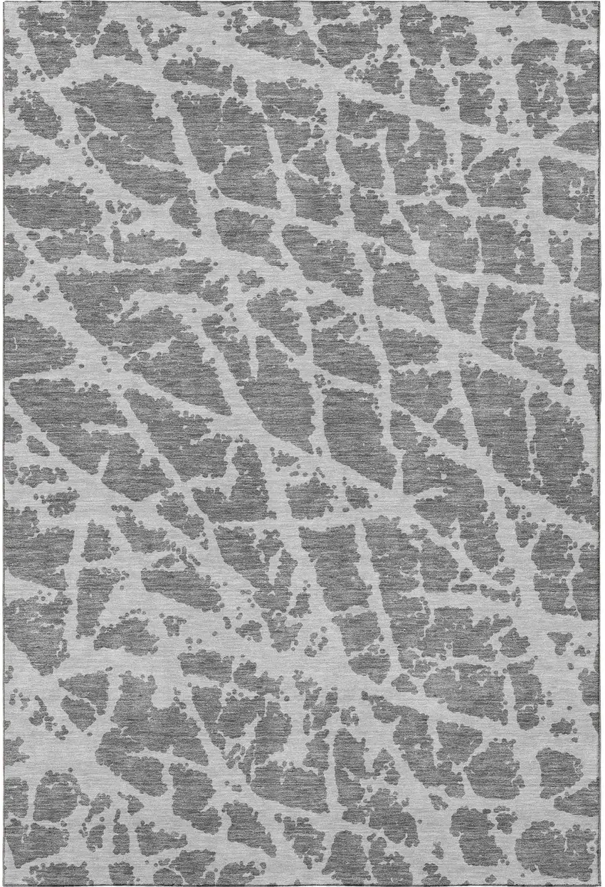 Charcoal And Ivory Abstract Washable Area Rug With UV Protection Photo 3