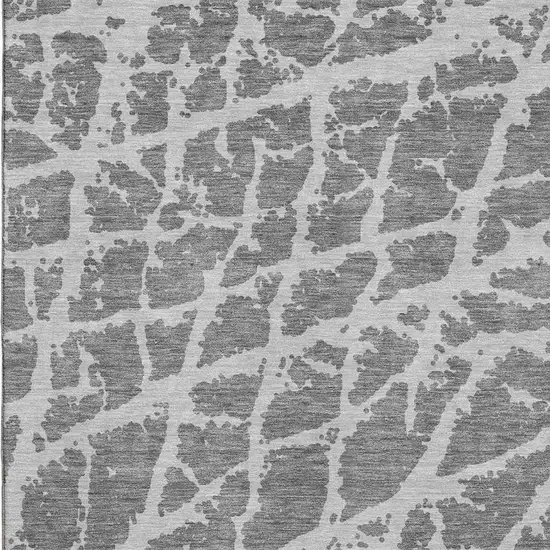 Charcoal And Ivory Abstract Washable Area Rug With UV Protection Photo 3
