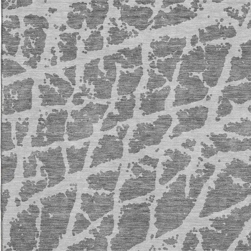 Charcoal And Ivory Abstract Washable Area Rug With UV Protection Photo 3