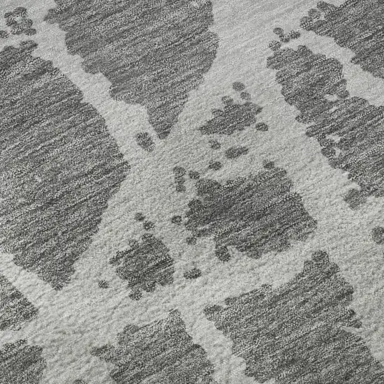 Charcoal And Ivory Abstract Washable Area Rug With UV Protection Photo 9