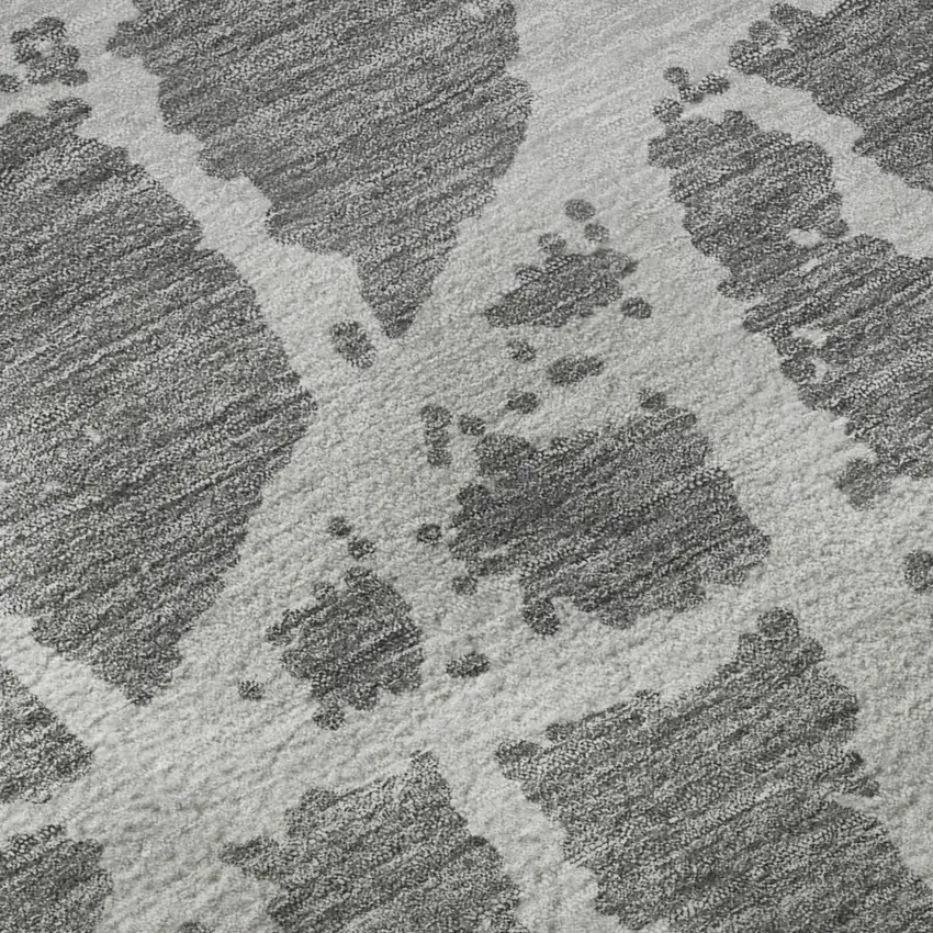 Charcoal And Ivory Abstract Washable Area Rug With UV Protection Photo 9
