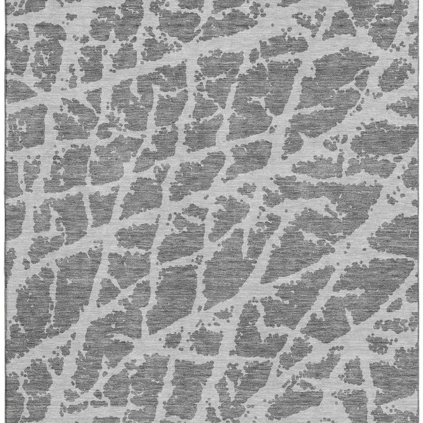 Charcoal And Ivory Abstract Washable Area Rug With UV Protection Photo 3
