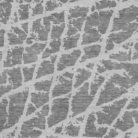 Charcoal And Ivory Abstract Washable Area Rug With UV Protection Photo 3