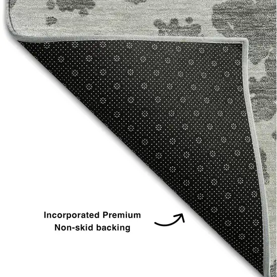 Charcoal And Ivory Abstract Washable Area Rug With UV Protection Photo 7