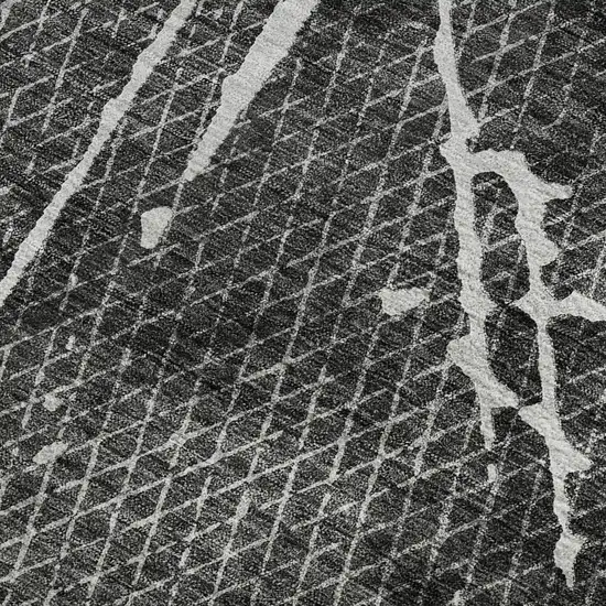 Charcoal And Ivory Abstract Washable Area Rug With UV Protection Photo 7