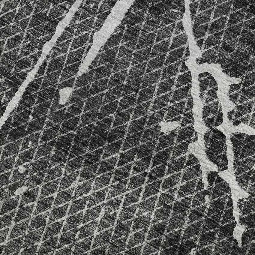 Charcoal And Ivory Abstract Washable Area Rug With UV Protection Photo 7