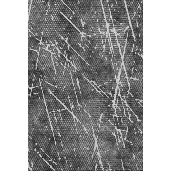 Charcoal And Ivory Abstract Washable Area Rug With UV Protection Photo 3