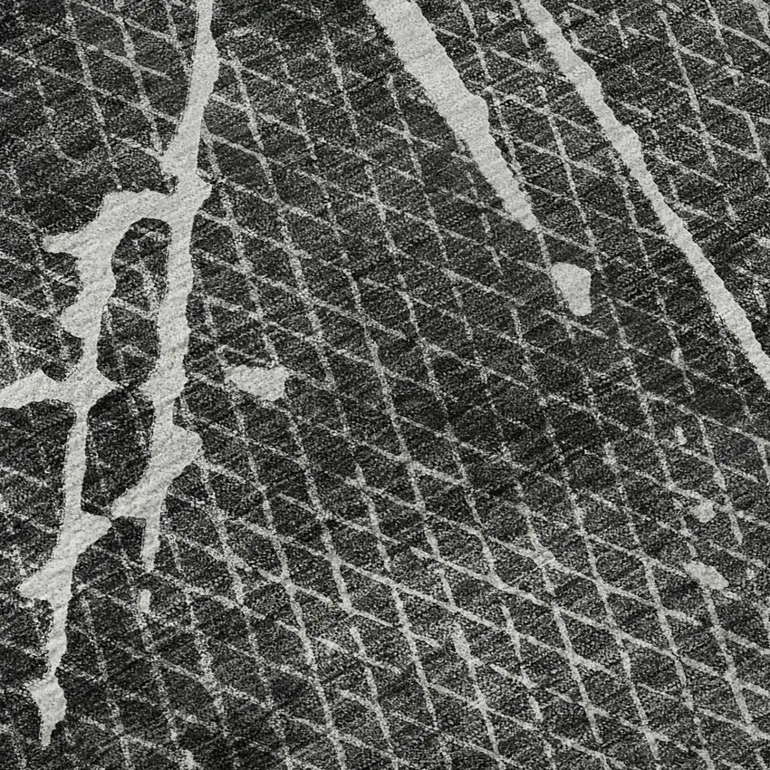 Charcoal And Ivory Abstract Washable Area Rug With UV Protection Photo 8