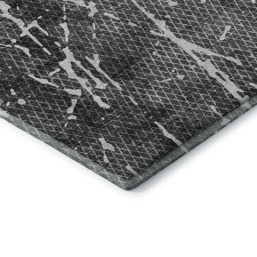 Charcoal And Ivory Abstract Washable Area Rug With UV Protection Photo 6