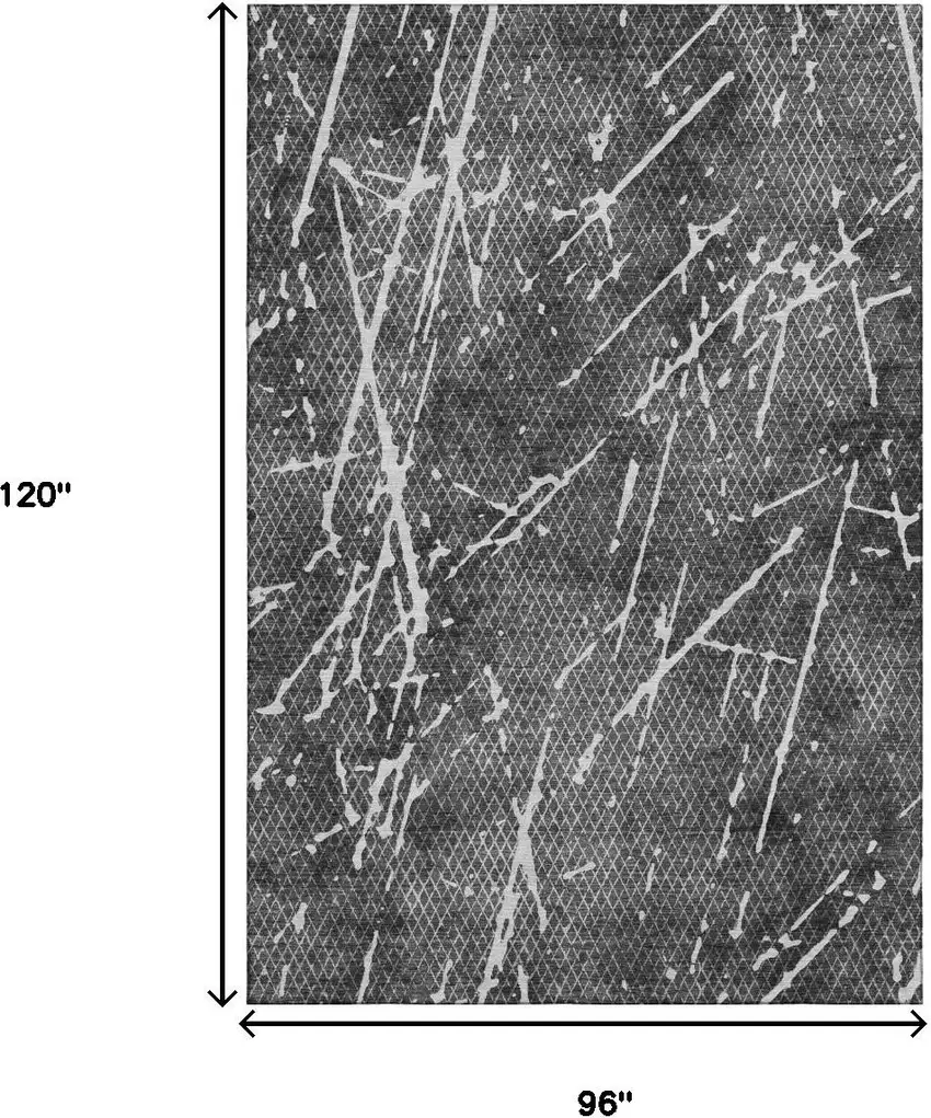 Charcoal And Ivory Abstract Washable Area Rug With UV Protection Photo 6