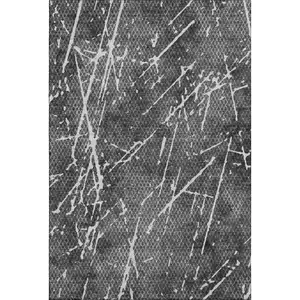 Photo of Charcoal And Ivory Abstract Washable Area Rug With UV Protection