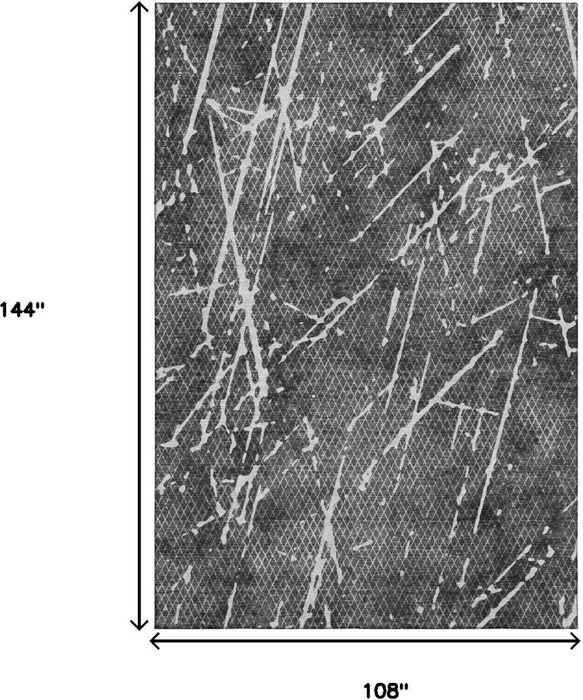 Charcoal And Ivory Abstract Washable Area Rug With UV Protection Photo 5