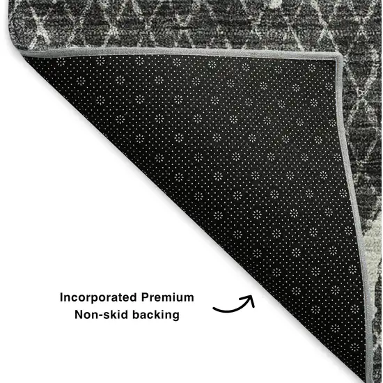 Charcoal And Ivory Abstract Washable Area Rug With UV Protection Photo 6