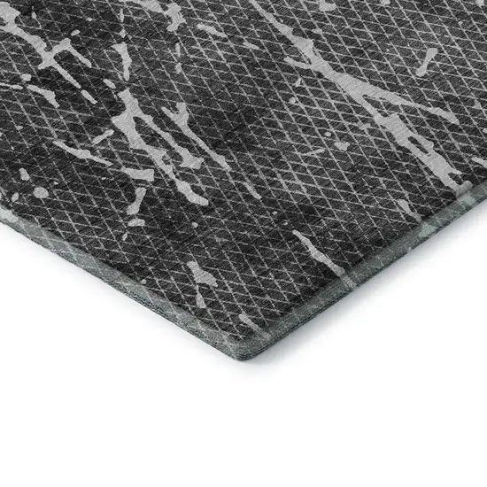 Charcoal And Ivory Abstract Washable Area Rug With UV Protection Photo 8