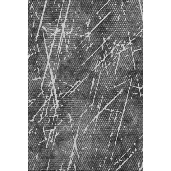 Charcoal And Ivory Abstract Washable Area Rug With UV Protection Photo 1