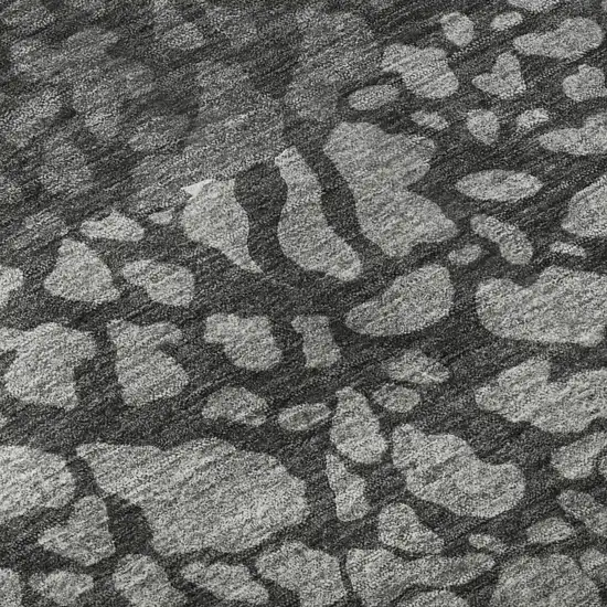 Charcoal And Ivory Abstract Washable Area Rug With UV Protection Photo 9