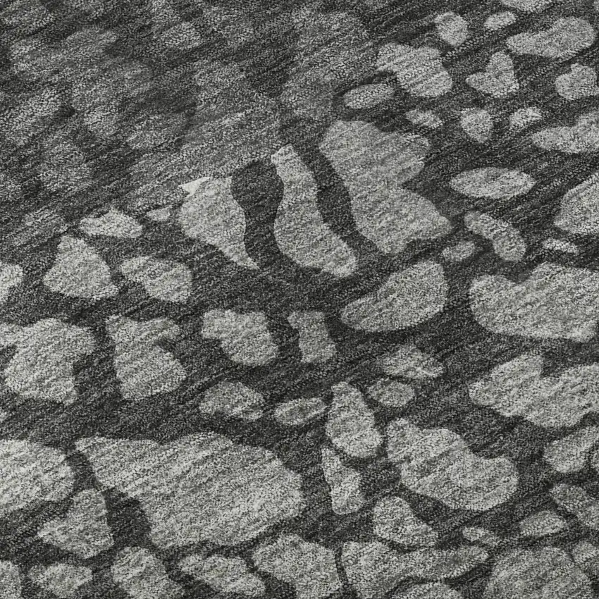 Charcoal And Ivory Abstract Washable Area Rug With UV Protection Photo 9