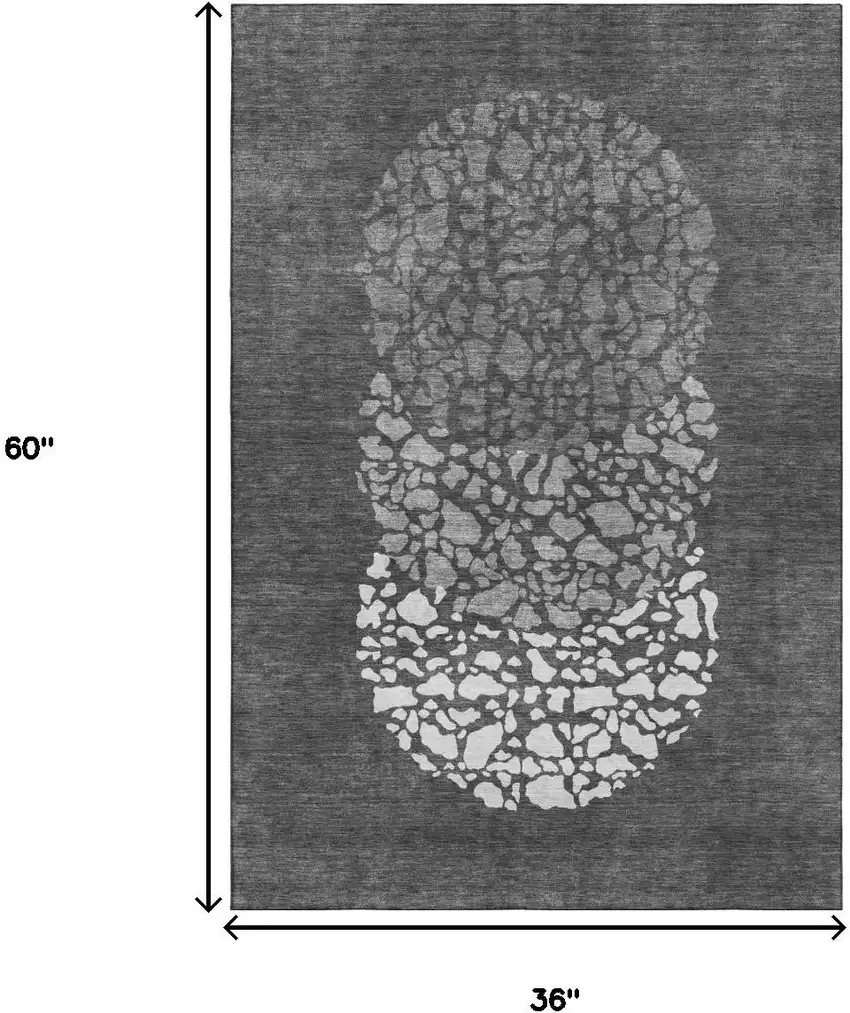 Charcoal And Ivory Abstract Washable Area Rug With UV Protection Photo 5