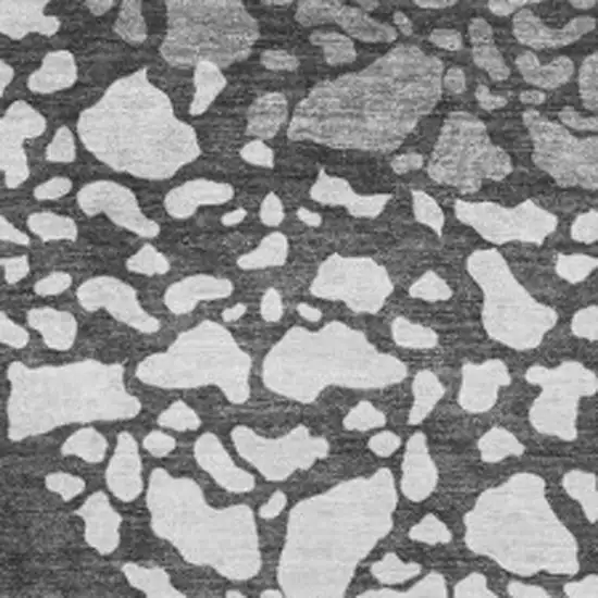 Charcoal And Ivory Abstract Washable Area Rug With UV Protection Photo 3