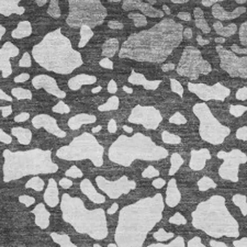 Charcoal And Ivory Abstract Washable Area Rug With UV Protection Photo 3