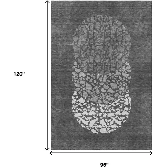 Charcoal And Ivory Abstract Washable Area Rug With UV Protection Photo 3