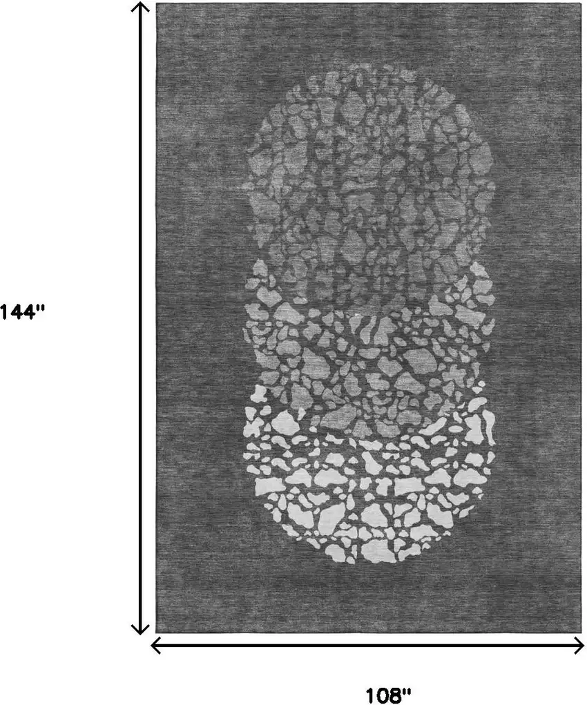 Charcoal And Ivory Abstract Washable Area Rug With UV Protection Photo 3