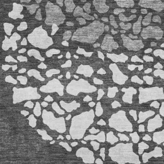 Charcoal And Ivory Abstract Washable Area Rug With UV Protection Photo 3