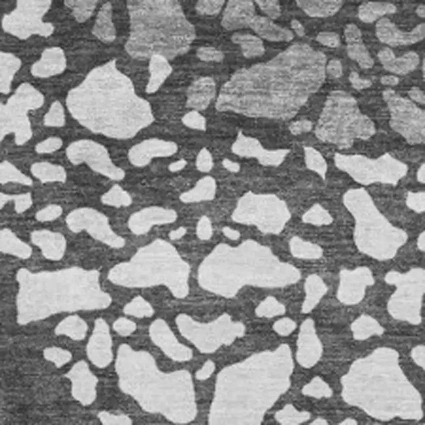 Charcoal And Ivory Abstract Washable Area Rug With UV Protection Photo 3