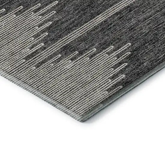 Charcoal And Ivory Abstract Washable Area Rug With UV Protection Photo 9