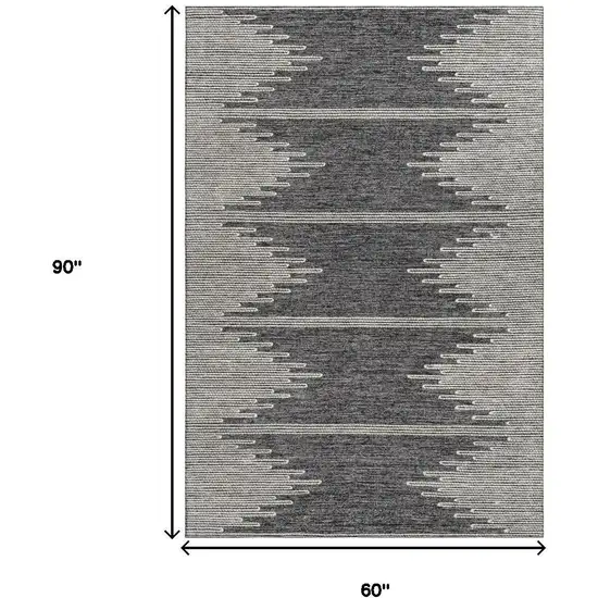 Charcoal And Ivory Abstract Washable Area Rug With UV Protection Photo 3