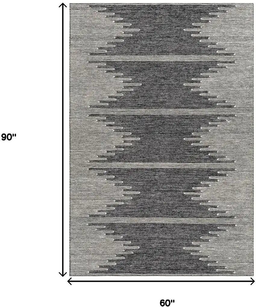 Charcoal And Ivory Abstract Washable Area Rug With UV Protection Photo 3