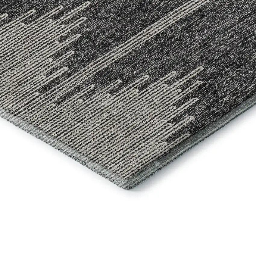 Charcoal And Ivory Abstract Washable Area Rug With UV Protection Photo 7