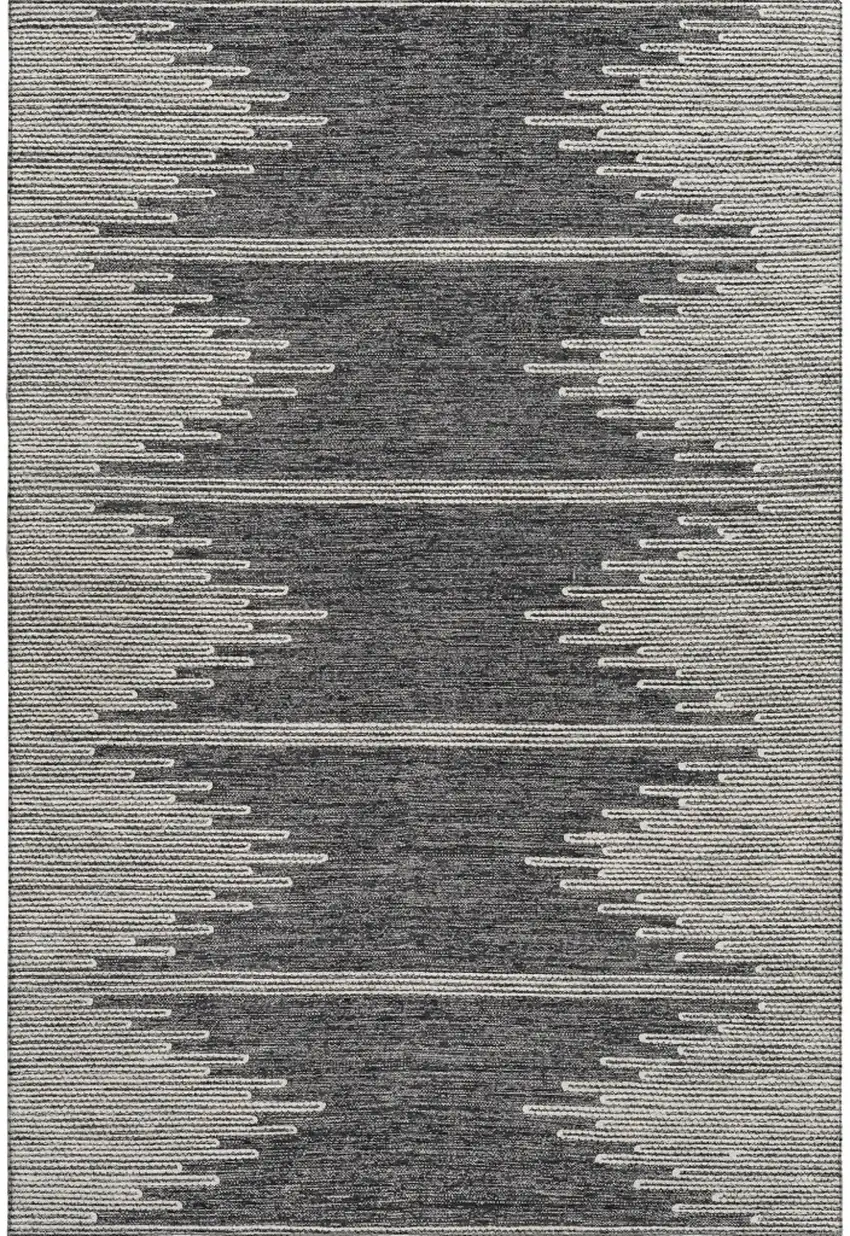 Charcoal And Ivory Abstract Washable Area Rug With UV Protection Photo 2